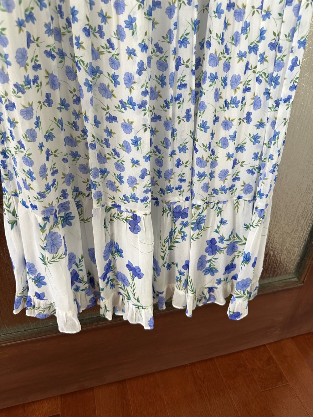 Shoshanna Helena Floral Tie-Sleeve V-Neck Midi Dress - Blue size 8 - Picture 12 of 15
